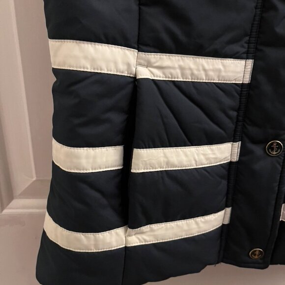 Nautica Women's Navy and White Striped Vest With Embellished anchor snaps Small - Picture 6 of 16